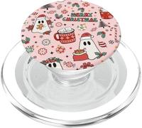 Pink Christmas Spooky Ghost Merry Christmas Retro Pastel PopSockets PopGrip per MagSafe