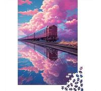 Pink Cloud Train Puzzle 1000 Pezzi Gioco di Puzzle 1000 Pezzi Carta per Adulti Riflesso Sognante Relax Concentrazione Famiglia Decor Regalo 38x26cm/1000pcs