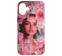 Pink Collage Aesthetic Flowers Girl Art Vibes sognante Custodia per iPhone 16 Plus