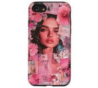 Pink Collage Aesthetic Flowers Girl Art Vibes sognante Custodia per iPhone SE (2020) / 7/8