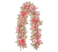 Pink-Colored Pumpkin Fall Garland,5.7FT Maple Leaves Garland Decorations,Artificial Maple Leaf Vines Hanging Garlands for Thanksgiving/Porch/Fireplace/Mantle (Color A*1 PCS)