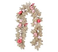 Pink-Colored Pumpkin Fall Garland,5.7FT Maple Leaves Garland Decorations,Artificial Maple Leaf Vines Hanging Garlands for Thanksgiving/Porch/Fireplace/Mantle (Color C*1 PCS)