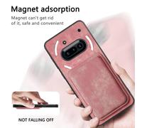 (Pink) Compatible For Nothing Phone (3a) Case Compatible with MagSafe Leather Back Cover with Detachable Card Holder