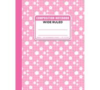Pink Composition Notebook Wide Ruled: Lined Journal with Index & 102 Numbered Pages | Cherry Blossom Gingham Flower themed | 7.5 x 9.75 in