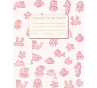 Pink Coquette Composition Notebook: Cute Aesthetic Sea Creatures Smiling With Bows | 110 Pages 7.5 x 9.25"| College Ruled Perfet For School , College And Office-Gift Idea