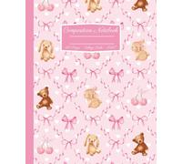 Pink Coquette Composition Notebook: Pink Bow College Rule Lined Journal With Cherries, Bunnies, and Teddy Bears; 8x10"