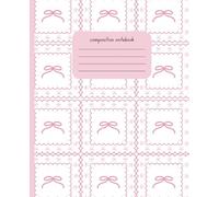 Pink Coquette Composition Notebook: Small Pink bows in square frames, for girls, teens and women, perfect for school or work, 7.5 x 9.25 in.,120 pgs., college ruled paper, matte cover