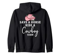 Pink Coquette Cowgirl Hat Save a Horse Ride a Cowboy Yeehaw Felpa con Cappuccio