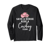 Pink Coquette Cowgirl Hat Save a Horse Ride a Cowboy Yeehaw Maglia a Manica