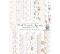 Pink Coquette Spring Scrapbook Paper: 24 Double-Sided Soft Pastel Designs | Watercolor Bunnies, Bows & Florals | 8.5 x 11 Craft Paper for Easter, Cards & DIY Projects