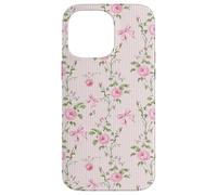 Pink Cottagecore Rose e fiocchi su strisce vintage Custodia per iPhone 14 Pro Max