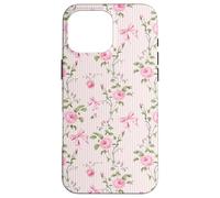 Pink Cottagecore Rose e fiocchi su strisce vintage Custodia per iPhone 16 Pro Max