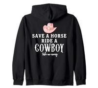 Pink Cowgirl Hat Save a Horse Ride a Cowboy Western Country Felpa con Cappuccio