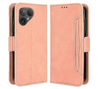 (Pink) Custodia per Fairphone 5, cover a portafoglio antigraffio con inserti in pelle PU