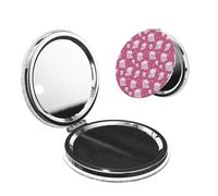 Pink Cute Axolotl - Specchio tascabile compatto con 1 stampa, piccolo specchio da viaggio per donne, ingrandimento 1X/2X, mini specchio portatile carino per borsa, regalo rotondo