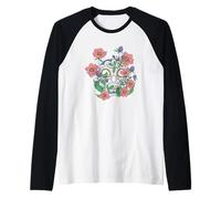 Pink Day of The Dead Skull with Flowers Maglia con Maniche Raglan
