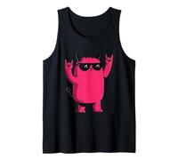 Pink Devil Demon Mascotte Double Rock Hand Sign Grafic Metal Canotta