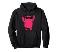 Pink Devil Demon Mascotte Double Rock Hand Sign Grafic Metal Felpa con Cappuccio