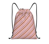 Pink Diagonal Stripe Print Borsa con Coulisse Sacca Sportiva Unisex Moda Borsa con Cordoncino per Campeggio Shopping Escursionismo 36X42Cm