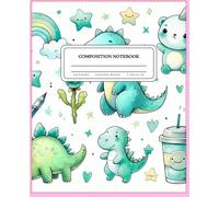Pink Dinosaur Primary Composition Notebook - Draw and Write Journal for Girls - Grades K-2, Dotted Midline, Picture Space
