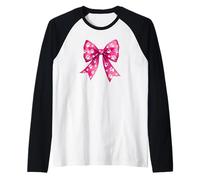 Pink Dog Paw Print Cute Coquette Bow Theme Dog Lover Dog Mom Maglia con Maniche Raglan