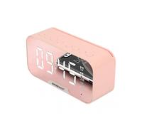 (Pink) Electronic Alarm Clock LED Digital Display Bluetooth 5.0 Speaker Mirror Alarm Clock With Radio Function Desktop Table Decoration