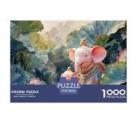 Pink Elephant in The Jungle 1000 Pcs Cartone Robusto Puzzle Pink Elephant Sfida Unica Gioco Creativo Puzzle Per Bambini 38x26cm/1000pcs