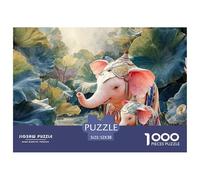 Pink Elephant in The Jungle 1000 Pezzi Cartone Robusto Puzzle Pink Elephant Antistress Gioco Creativo Puzzle Decorazioni Per La Casa 52x38cm/1000pcs