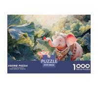 Pink Elephant in The Jungle 1000 Pezzi Cartone Robusto Puzzle Pink Elephant Sfida Unica Giocattoli Educativi Puzzle Per Bambini 38x26cm/1000pcs