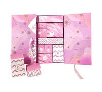 Pink Empty Box - 24 Day Countdown | DIY Fillable Box | 24 Fillable Compartments, Gentle Pink Paper Design, Foldable & Space-Saving, 13x12x3 Inch Size for Treats & Jewelry