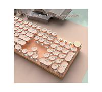 (Pink) EWEADN V20 Punk Typewriter Mechanical Gaming Keyboard, 104 Keys Round Keycaps LED White Backlit, Key-wire separation design