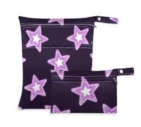 Pink Fake Sequin Stars Borsa riutilizzabile Wet Dry Bag 2 Pack Travel Essentials per volare con manici per yoga