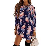 Pink Flamingo - Abito casual da donna, a maniche lunghe, comodo, girocollo, alla moda, Stile 5, 4XL