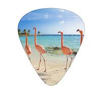 Pink Flamingo On Beach StOlmx - Set di plettri per chitarra, design con stampa completa, 3 spessori disponibili