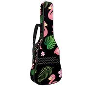 Pink Flamingo Summer Palm Leaves Guitar Gig Bag Chitarra Zaino con tracolla regolabile Custodia per chitarra basso basso basso classico folk
