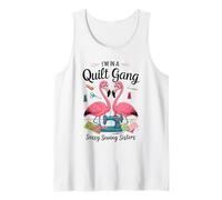 Pink Flamingos in A Quilt Gang Sassy Sewing Sisters White Canotta