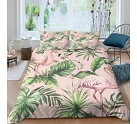 Pink flamingoscopripiumino ultra microfibra 3 Pezzi stampa 3D con cerniera tropical leaf pattern Set Di Copripiumino incluso federe per cuscini aiosa morbido e comodo for adulti King（220x240cm）