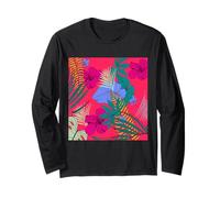 Pink Floral Pattern with Roses & Flowers Graphic Designs Maglia a Manica