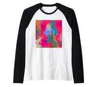 Pink Floral Pattern with Roses & Flowers Graphic Designs Maglia con Maniche Raglan