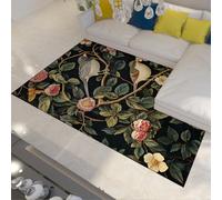 Pink Floral Tappeto 90x150 per soggiorno Boho lavabile e antiscivolo Tappetino grande Sottili ultra resistenti alle macchie sala da pranzo sotto il tavolo orientali a stampa botanica la