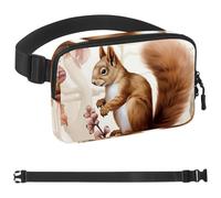 Pink Flower Squirrel-1058 Marsupio da uomo e da donna, marsupio con tracolla regolabile, alla moda, borsa a tracolla ovunque, per viaggi all'aperto, corsa, escursionismo, multicolore, Multicolore,