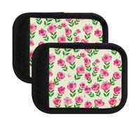 Pink Flowers Spring Beige Bagaglio Maniglia Wrap per valigia, Impugnatura morbida in neoprene, Copertura cinghia borsa, Identificazione bagagli, Fiori Rosa Primavera Beige, Set of 4
