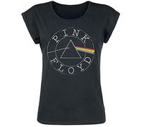 Pink Floyd Logo Circle Donna T-Shirt Nero 100% Cotone Regular