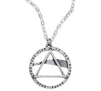 Ciondolo a forma di luna, in argento, con scritta in lingua inglese: Pink Floyd, album Dark Side Of The Moon