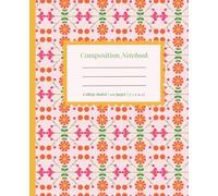 Pink Folk Art Flower Notebook - Wide Ruled Cute Floral Journal for Teen Girls & Women | Boho Folk Style Composition Book for School, College, Office, ... Composition Book for School, College, Office