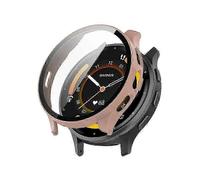 (Pink) Full Coverage Hard PC Case with Tempered Glass Screen Protector for Garmin Venu 3S Watch, Clear Protective Cover