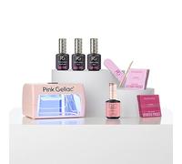 Pink Gellac Set di unghie in gel UV - Starter set con mini lampada UV rosa, 1 x colore rosa 15 ml, top coat gel, base coat, rimozione e detergente - unghie fai da te in qualità da salone