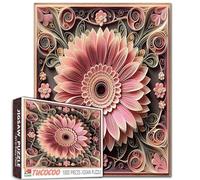 Pink Gerbera Daisy Puzzle 1000 pezzi per adulti fiori foglie piante puzzle gioco educativo impossibile difficile difficile impegnativo per adulti sfida cerebrale 40 x 70 cm