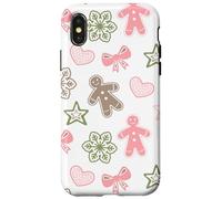 Pink Gingerbread Man Christmas Coquette Cute Bow Xmas Cookie Custodia per iPhone X/XS