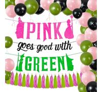 Pink Goes Good With Green Decorazioni per feste a tema strega Decorazioni per palloncini Strega Forniture Glitter Rosa Verde Banner per feste di compleanno Forniture